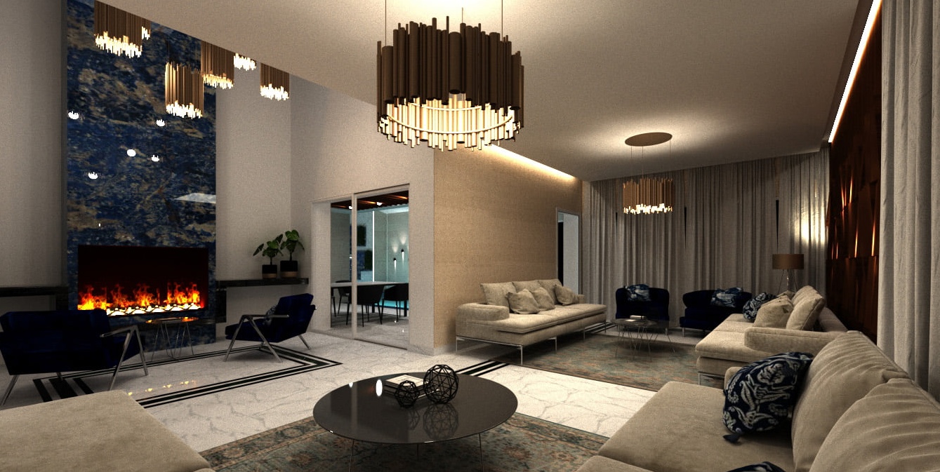 Salon avec cheminée